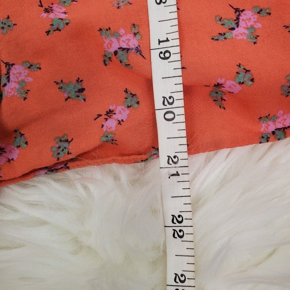 Kimchi Blue Romper Womens Small Orange Floral Sleeveless Smocked Pockets UO - Picture 6 of 11